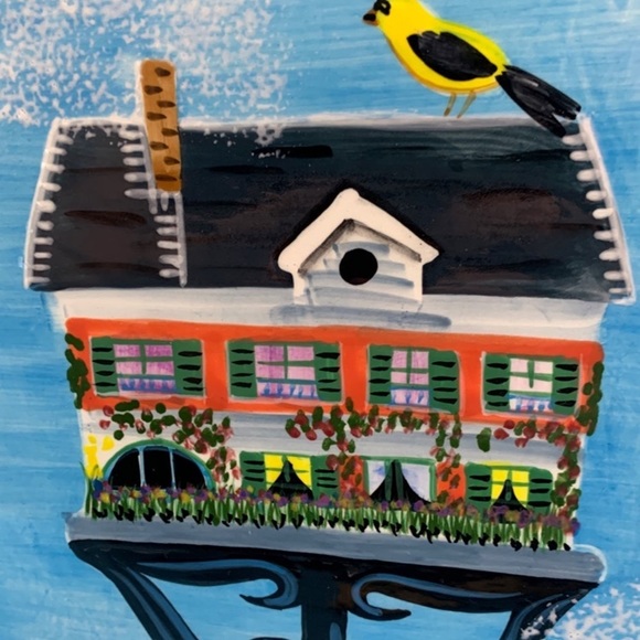 HandPainted CCBC Craft Council of Brit Columbia BIRDHOUSE FLOWERS 9" Plate - Picture 2 of 12